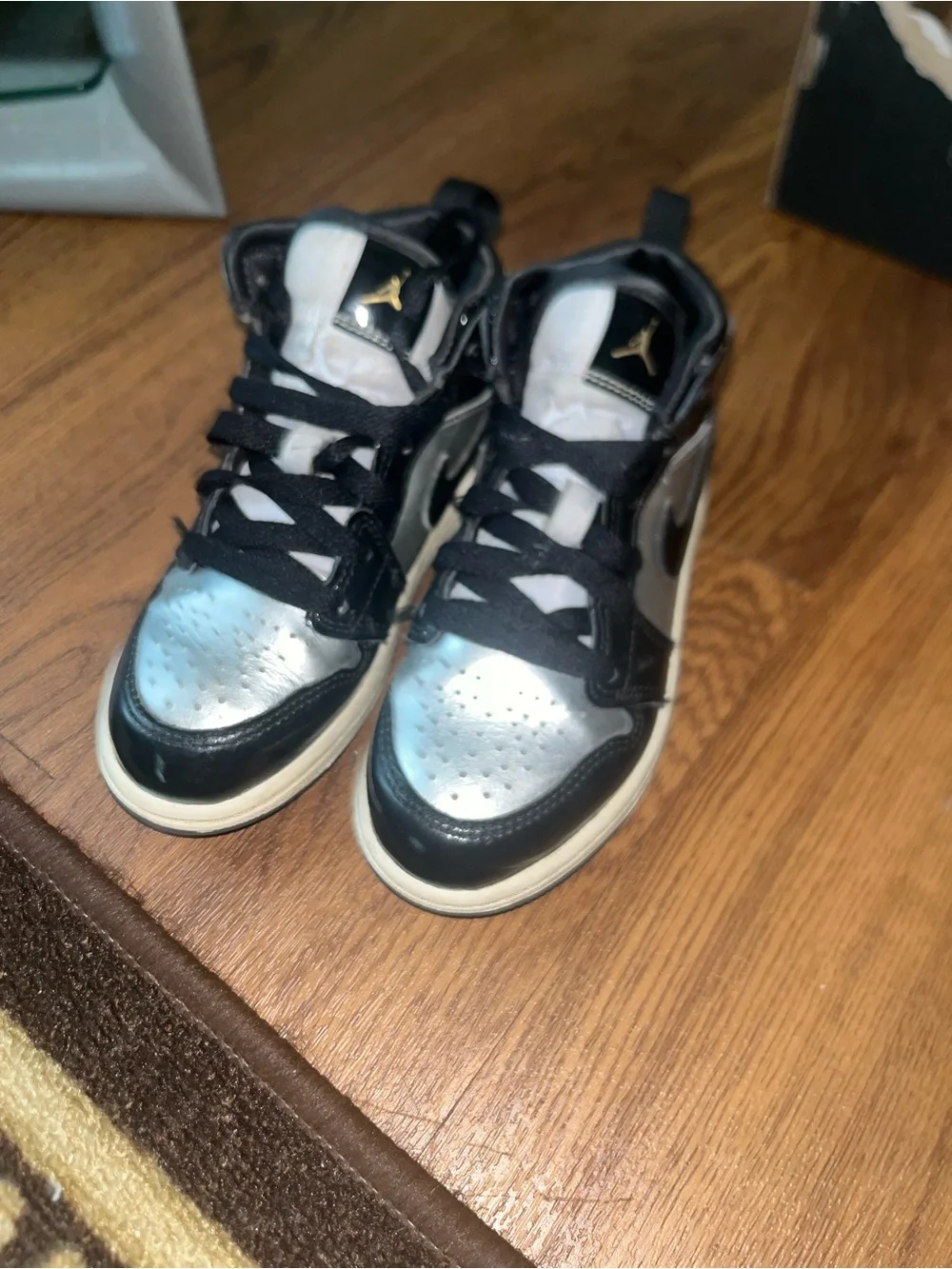 Jordan Kids Black and Silver High-Top Sneakers